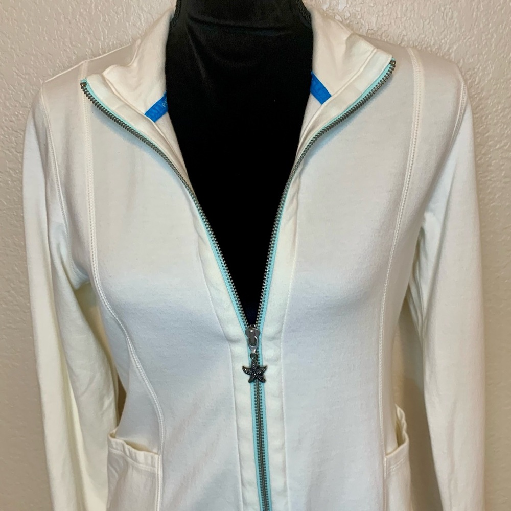 Fresh Produce Warm-Up Sweat Track Jacket Starfish Zipper Pull White Size Small - Picture 3 of 16